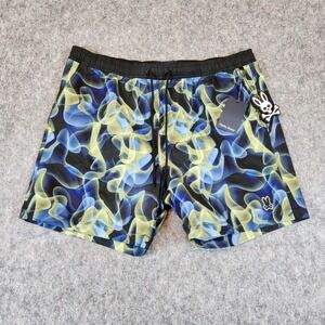 NEW Psycho Bunny Goldcreek Swimwear Mens XL Black Swim Trunks Shorts Drawstring